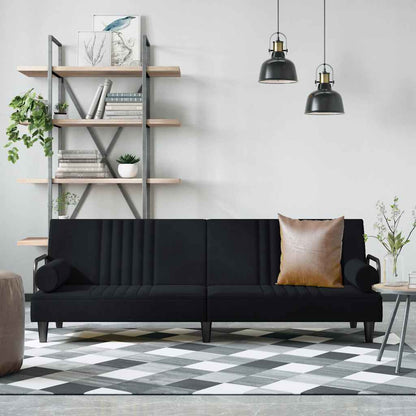 Divano Letto con Braccioli Nero in Velluto | homemem39