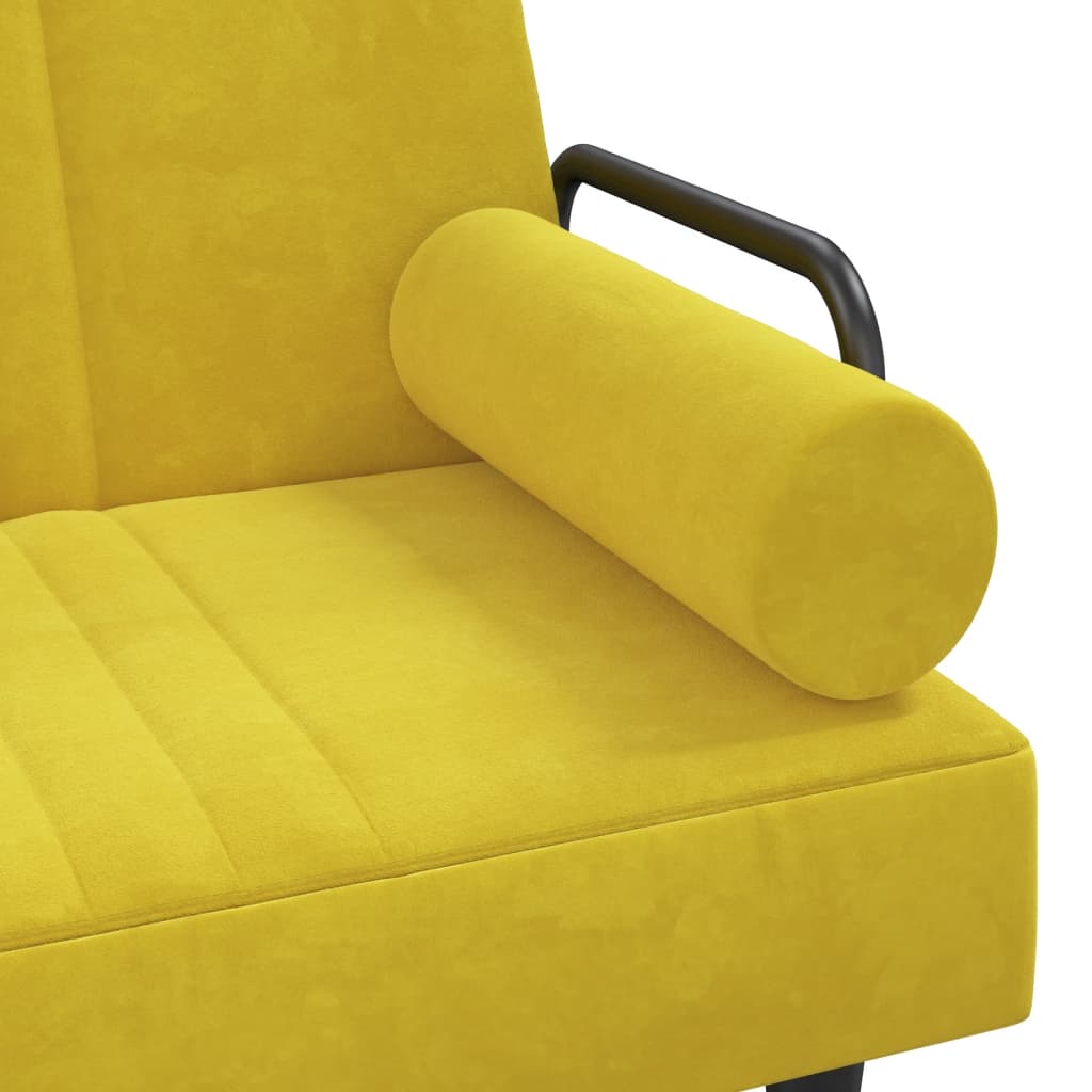 Divano Letto con Braccioli Giallo in Velluto