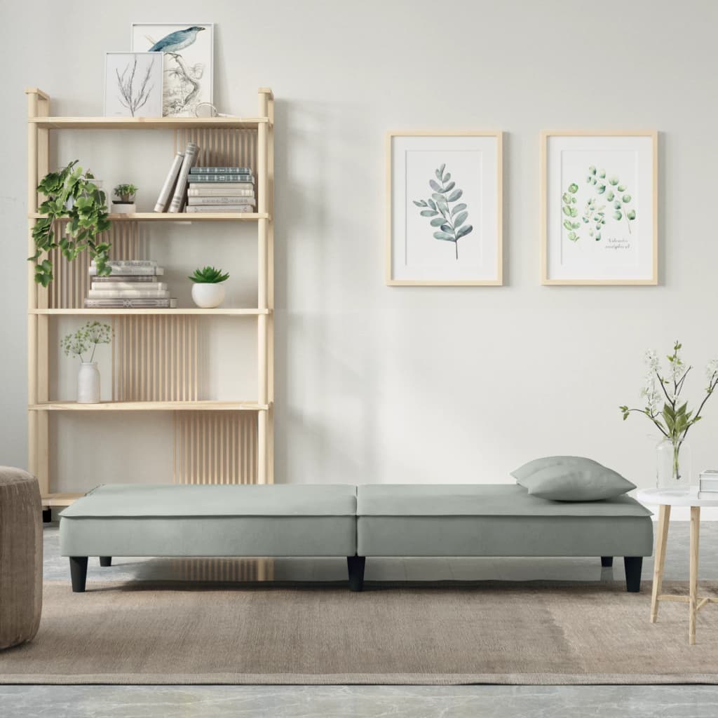 Divano Letto Grigio Chiaro in Velluto | homemem39