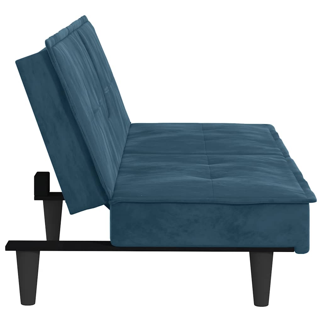 Divano Letto con Portabicchieri in Velluto Blu | homemem39