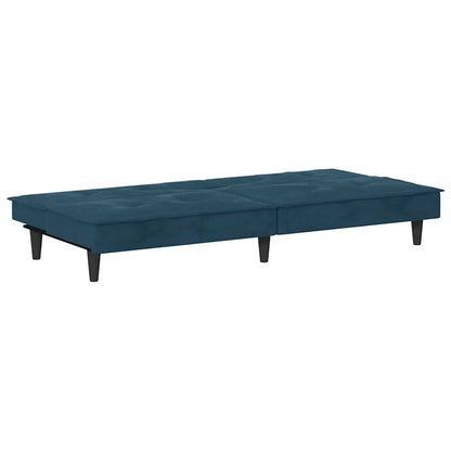 Divano Letto con Portabicchieri in Velluto Blu | homemem39