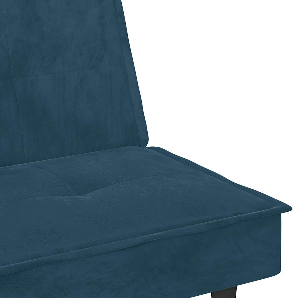Divano Letto con Portabicchieri in Velluto Blu | homemem39