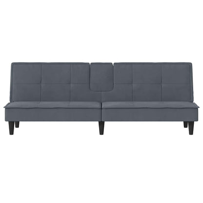 Divano Letto con Portabicchieri in Velluto Grigio Scuro | homemem39