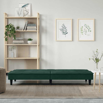 Divano Letto con Portabicchieri in Velluto Verde Scuro | homemem39