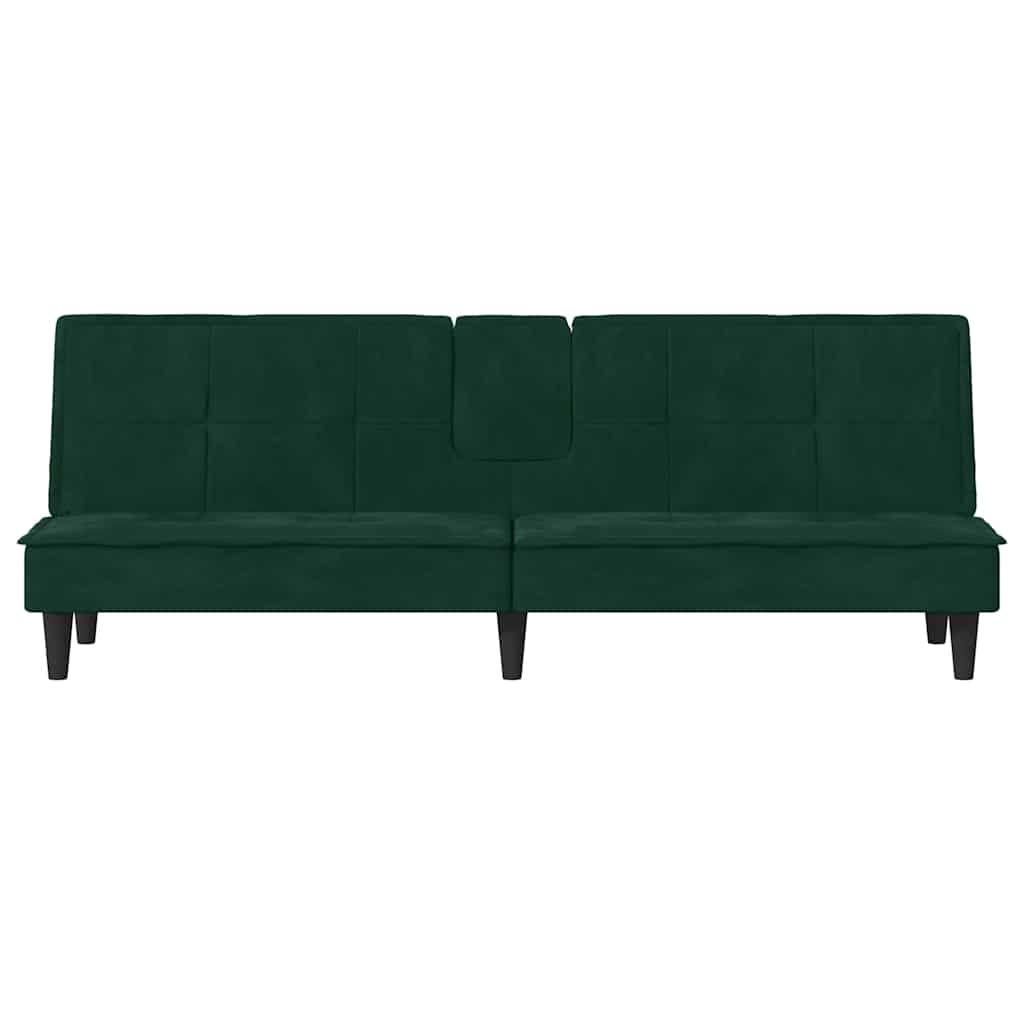 Divano Letto con Portabicchieri in Velluto Verde Scuro | homemem39