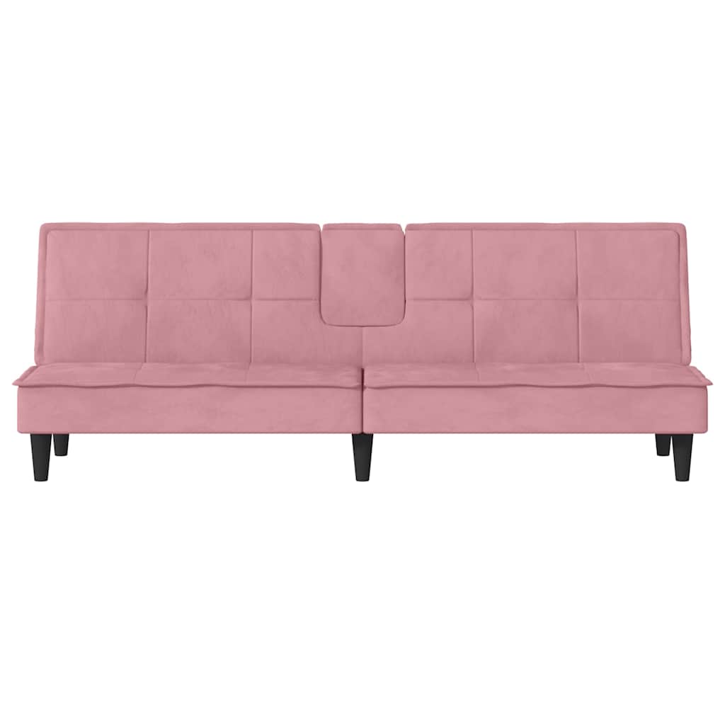 Divano Letto con Portabicchieri in Velluto Rosa - homemem39