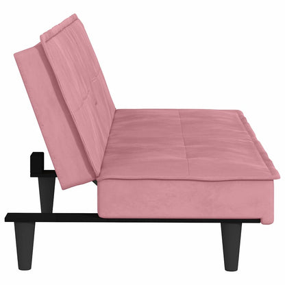 Divano Letto con Portabicchieri in Velluto Rosa - homemem39
