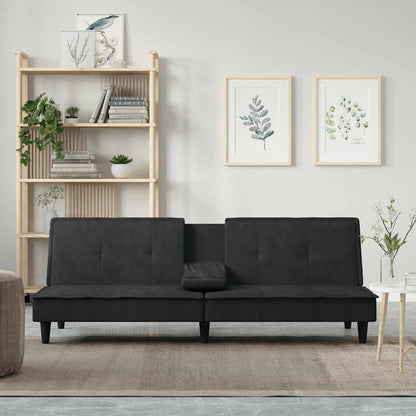 Divano Letto con Portabicchieri in Velluto Nero | homemem39