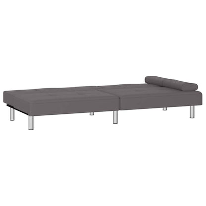 Divano Letto con Portabicchieri in Similpelle Grigio - homemem39