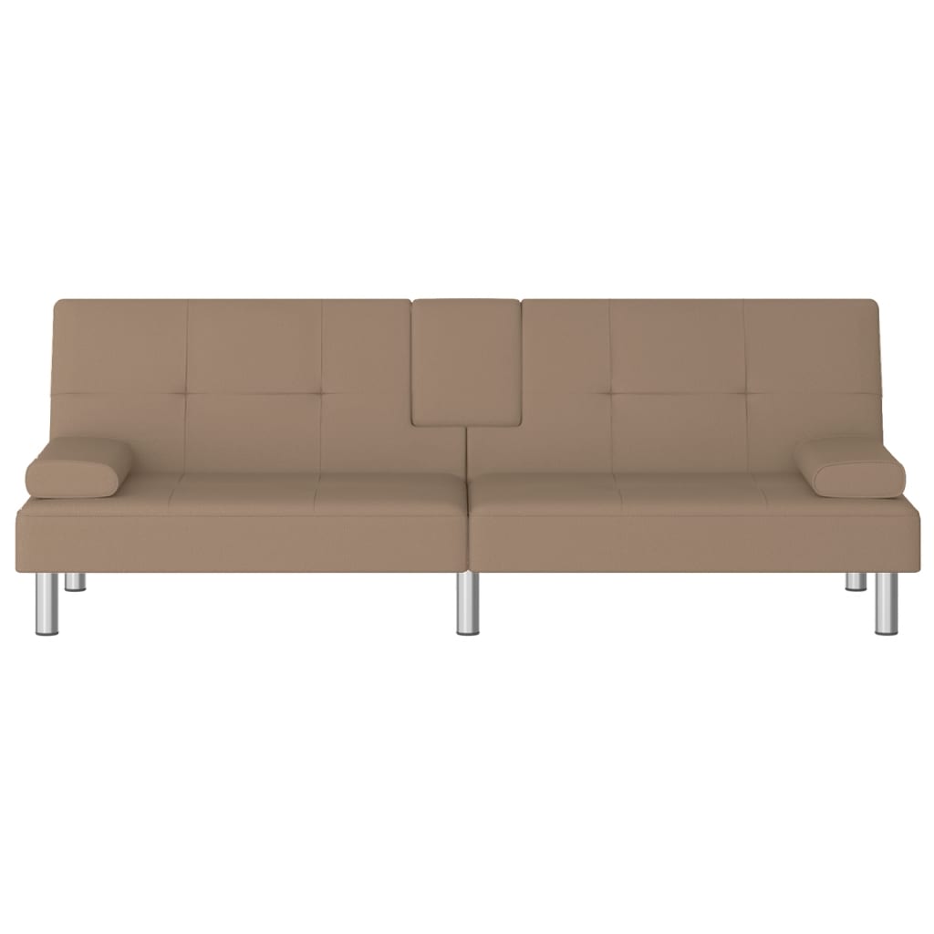 Divano Letto con Portabicchieri in Similpelle Cappuccino - homemem39