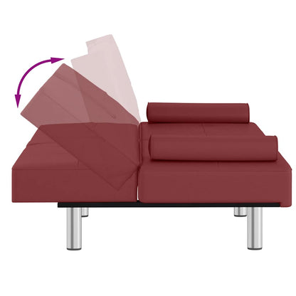Divano Letto con Portabicchieri in Similpelle Rosso Vino | homemem39