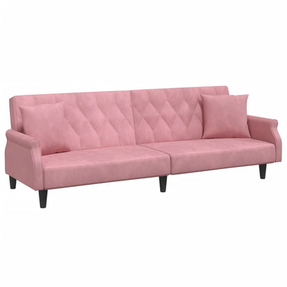 Divano Letto con Braccioli Rosa in Velluto