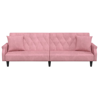 Divano Letto con Braccioli Rosa in Velluto