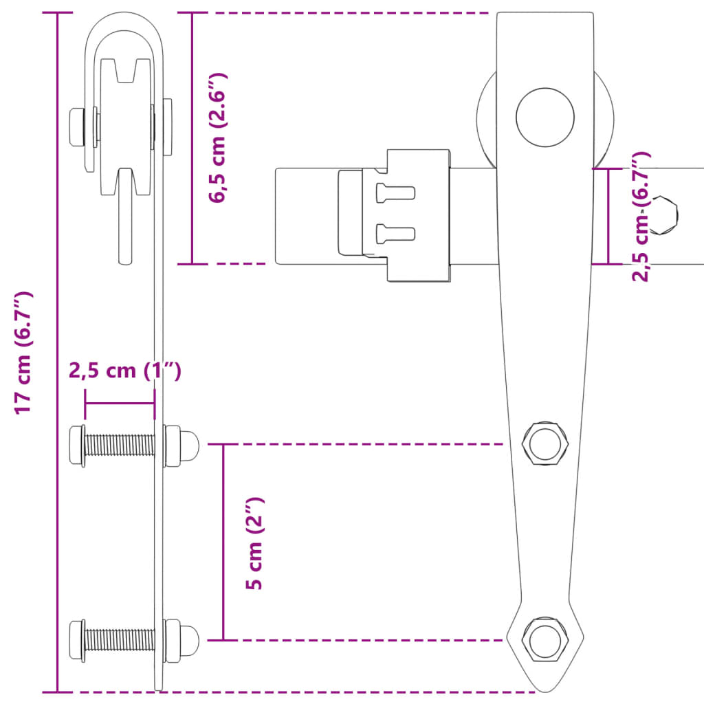Kit Mini Anta Scorrevole Armadio in Acciaio al Carbonio 122 cm