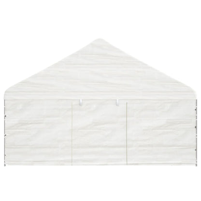 Gazebo con Tetto Bianco 5,88x2,23x3,75 m in Polietilene - homemem39