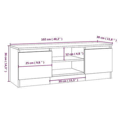 Mobile Porta TV con Anta Rovere Sonoma 102x30x36 cm