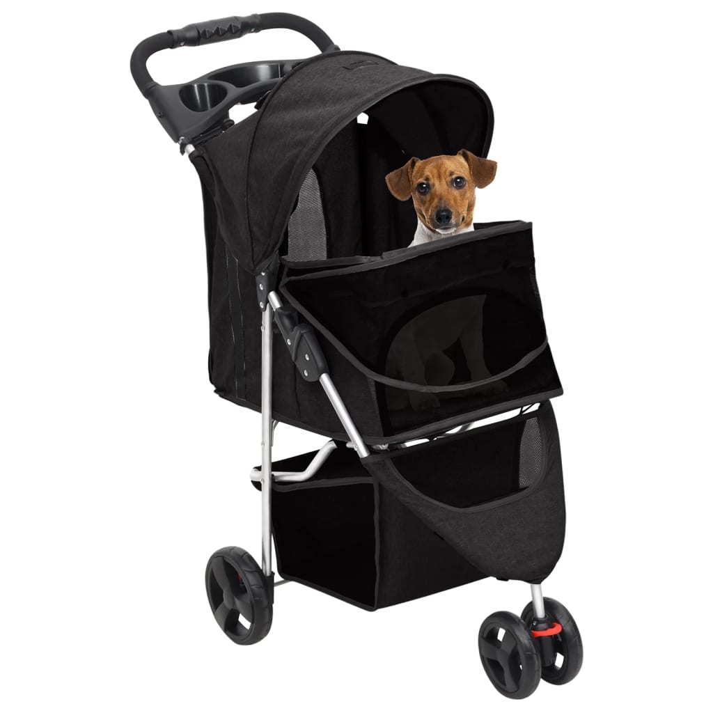 Passeggino per Cani Pieghevole Nero 80x46x98cm Tessuto Oxford - homemem39