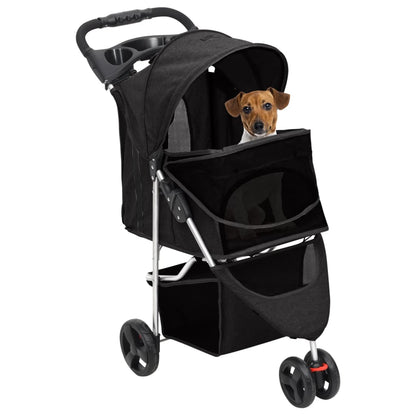 Passeggino per Cani Pieghevole Nero 80x46x98cm Tessuto Oxford - homemem39
