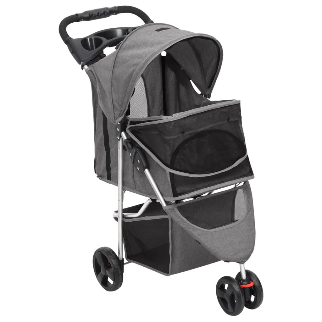 Passeggino per Cani Pieghevole Grigio 80x46x98cm Tessuto Oxford | homemem39