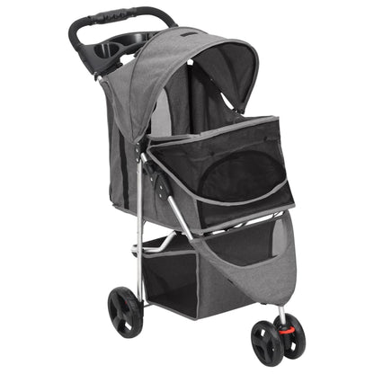 Passeggino per Cani Pieghevole Grigio 80x46x98cm Tessuto Oxford | homemem39
