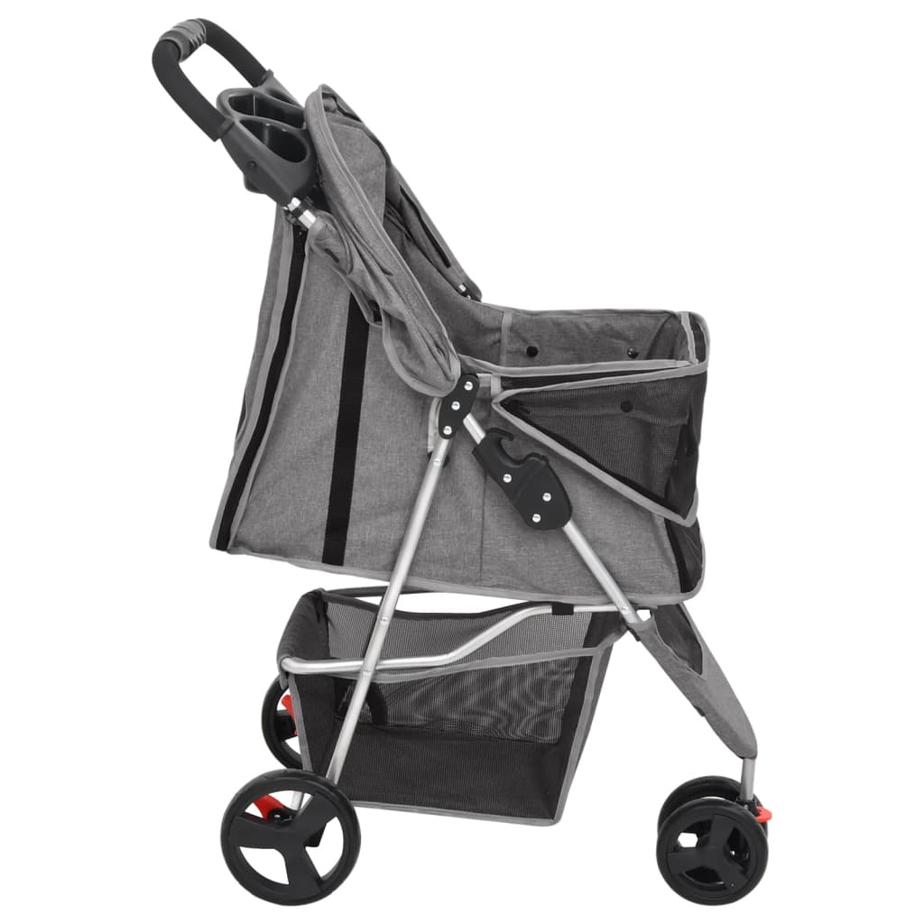 Passeggino per Cani Pieghevole Grigio 80x46x98cm Tessuto Oxford | homemem39
