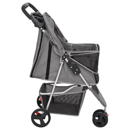 Passeggino per Cani Pieghevole Grigio 80x46x98cm Tessuto Oxford | homemem39