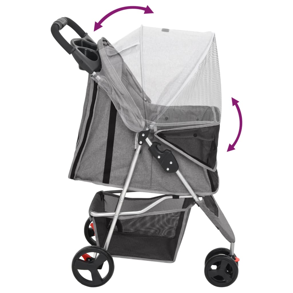 Passeggino per Cani Pieghevole Grigio 80x46x98cm Tessuto Oxford | homemem39