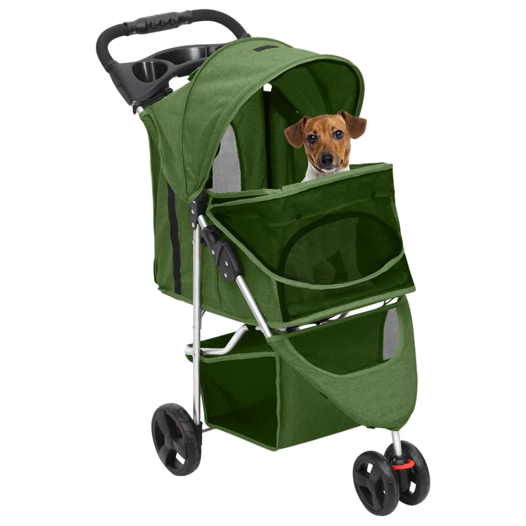 Passeggino per Cani Pieghevole Verde 80x46x98cm Tessuto Oxford - homemem39