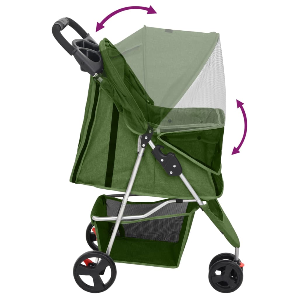 Passeggino per Cani Pieghevole Verde 80x46x98cm Tessuto Oxford - homemem39
