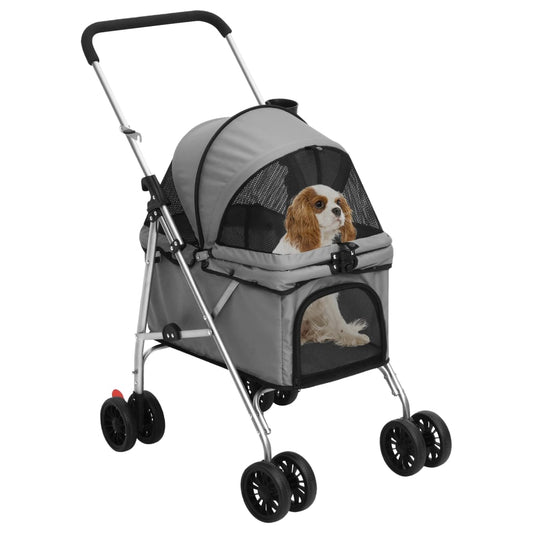 Passeggino Cani Pieghevole Grigio 76x50x100cm Tessuto Oxford | homemem39