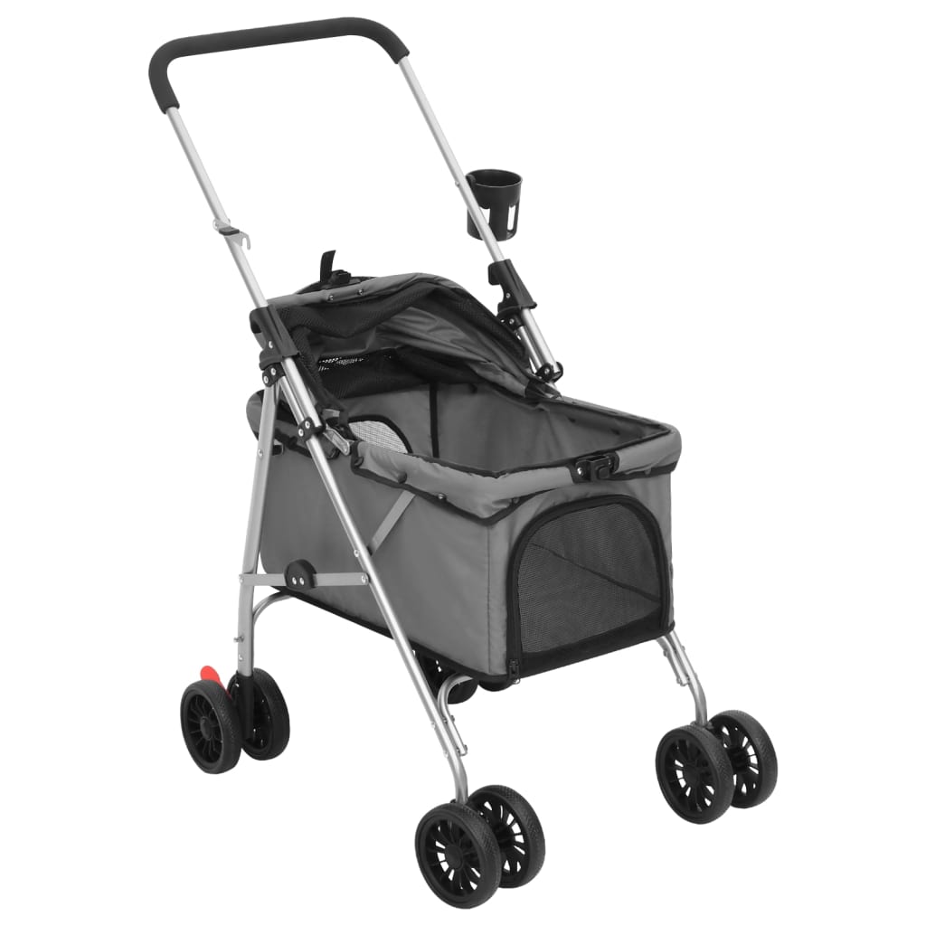 Passeggino Cani Pieghevole Grigio 76x50x100cm Tessuto Oxford | homemem39