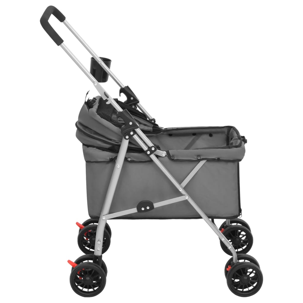 Passeggino Cani Pieghevole Grigio 76x50x100cm Tessuto Oxford | homemem39
