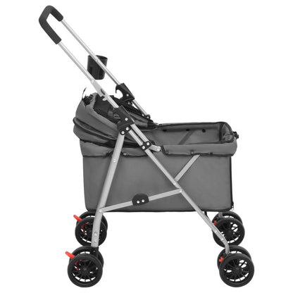 Passeggino Cani Pieghevole Grigio 76x50x100cm Tessuto Oxford | homemem39