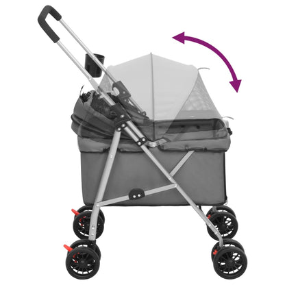 Passeggino Cani Pieghevole Grigio 76x50x100cm Tessuto Oxford | homemem39