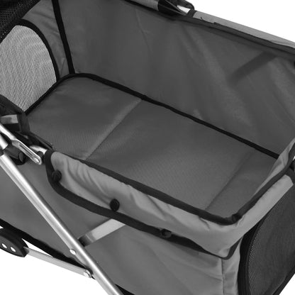Passeggino Cani Pieghevole Grigio 76x50x100cm Tessuto Oxford - homemem39