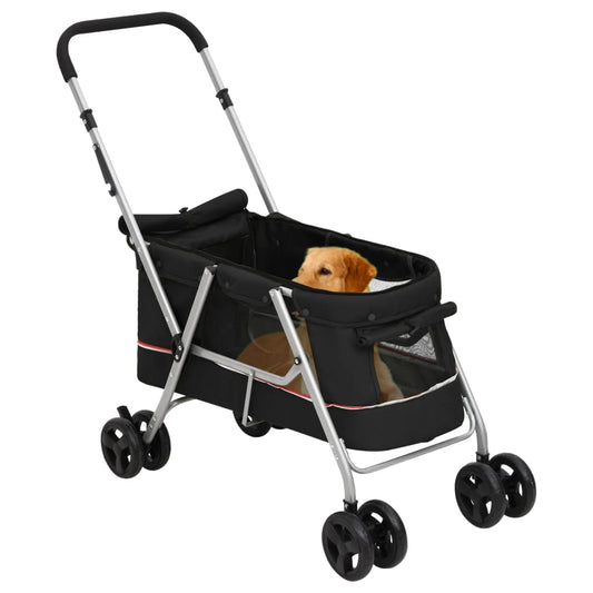 Passeggino per Cani Pieghevole Nero 100x49x96cm Tessuto di Lino - homemem39