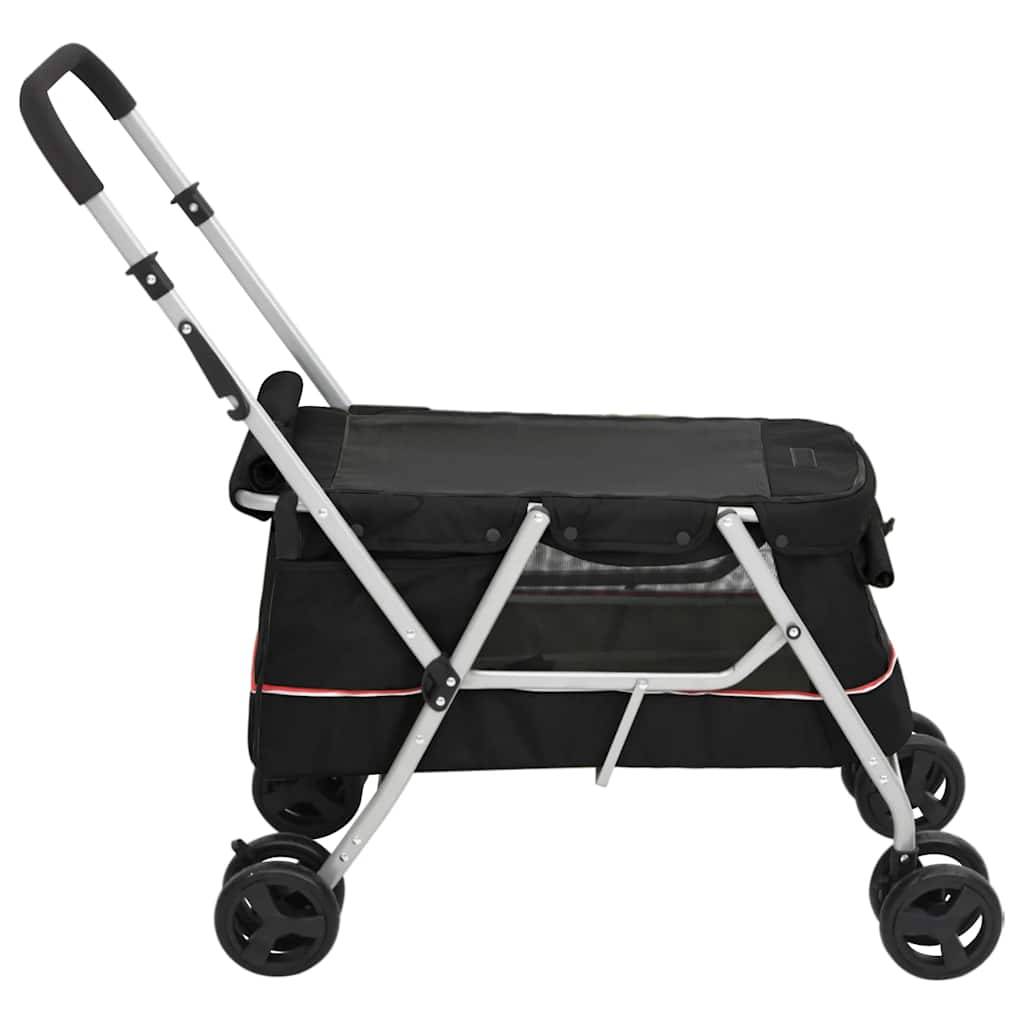 Passeggino per Cani Pieghevole Nero 100x49x96cm Tessuto di Lino | homemem39