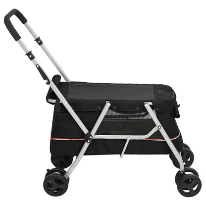 Passeggino per Cani Pieghevole Nero 100x49x96cm Tessuto di Lino | homemem39