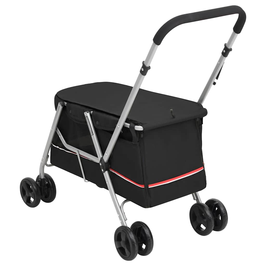 Passeggino per Cani Pieghevole Nero 100x49x96cm Tessuto di Lino | homemem39
