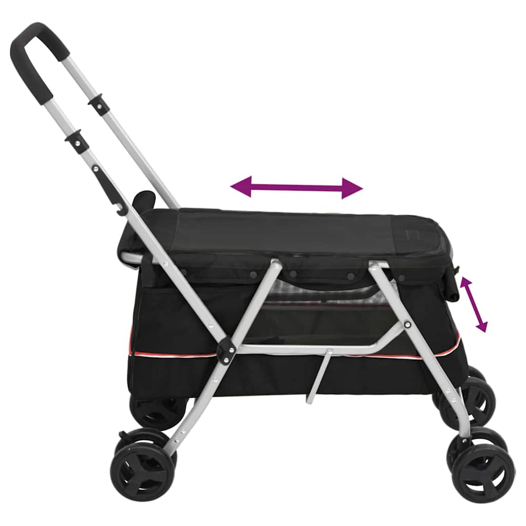 Passeggino per Cani Pieghevole Nero 100x49x96cm Tessuto di Lino | homemem39