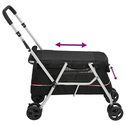 Passeggino per Cani Pieghevole Nero 100x49x96cm Tessuto di Lino | homemem39