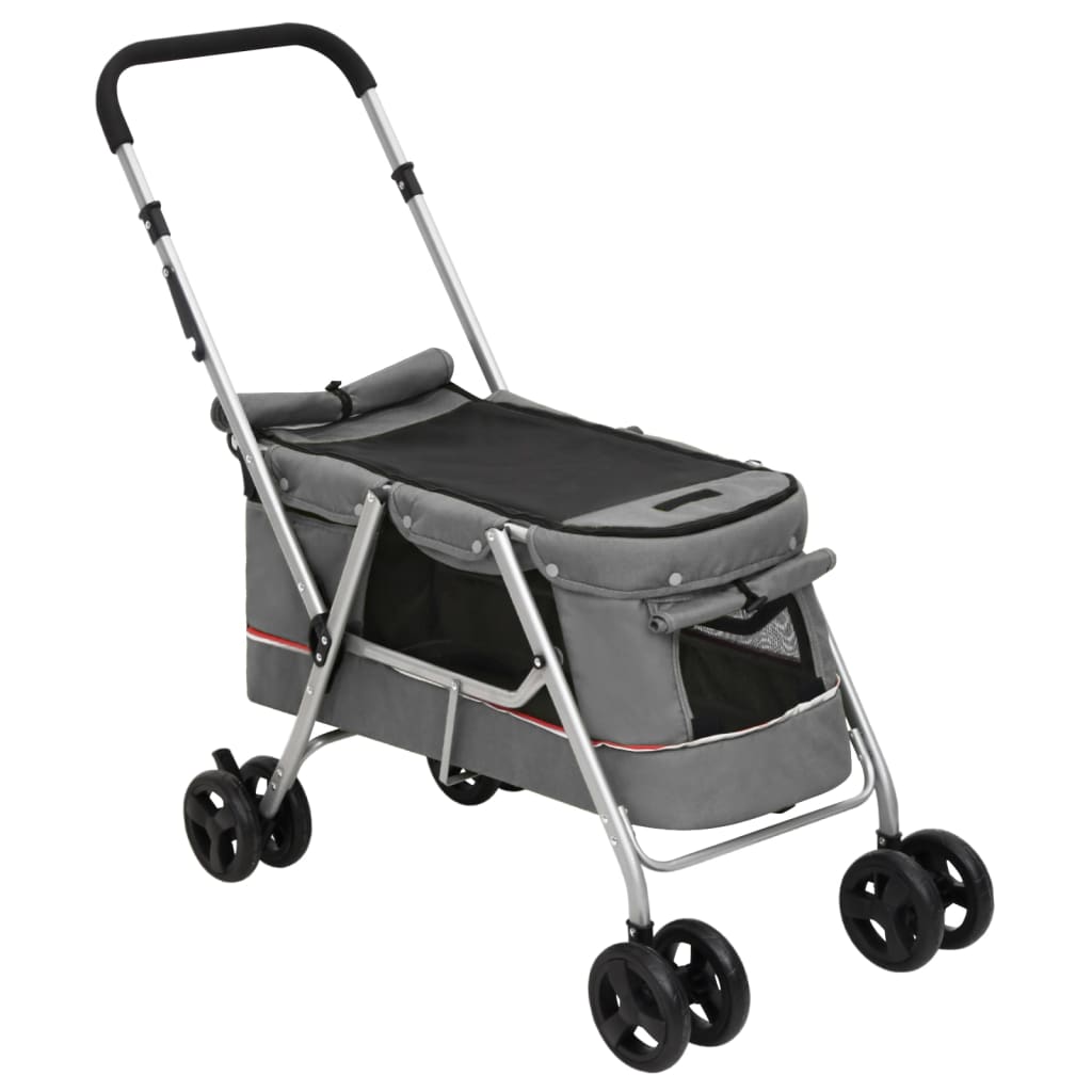 Passeggino Cani Pieghevole Grigio 100x49x96cm Tessuto di Lino | homemem39