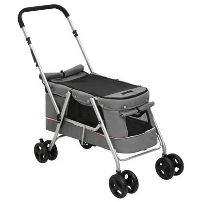 Passeggino Cani Pieghevole Grigio 100x49x96cm Tessuto di Lino | homemem39