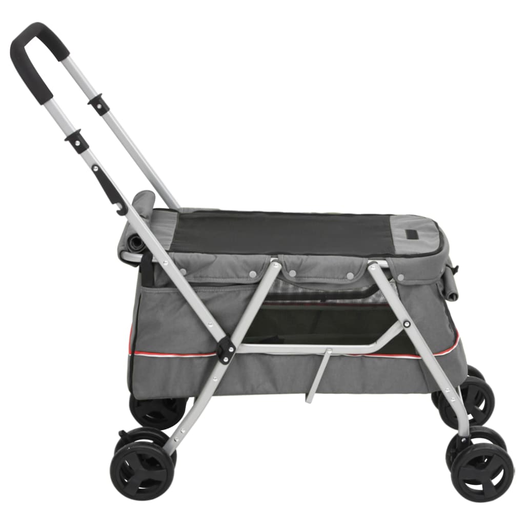 Passeggino Cani Pieghevole Grigio 100x49x96cm Tessuto di Lino | homemem39