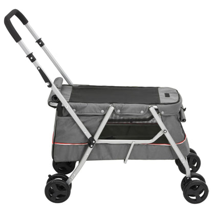 Passeggino Cani Pieghevole Grigio 100x49x96cm Tessuto di Lino | homemem39