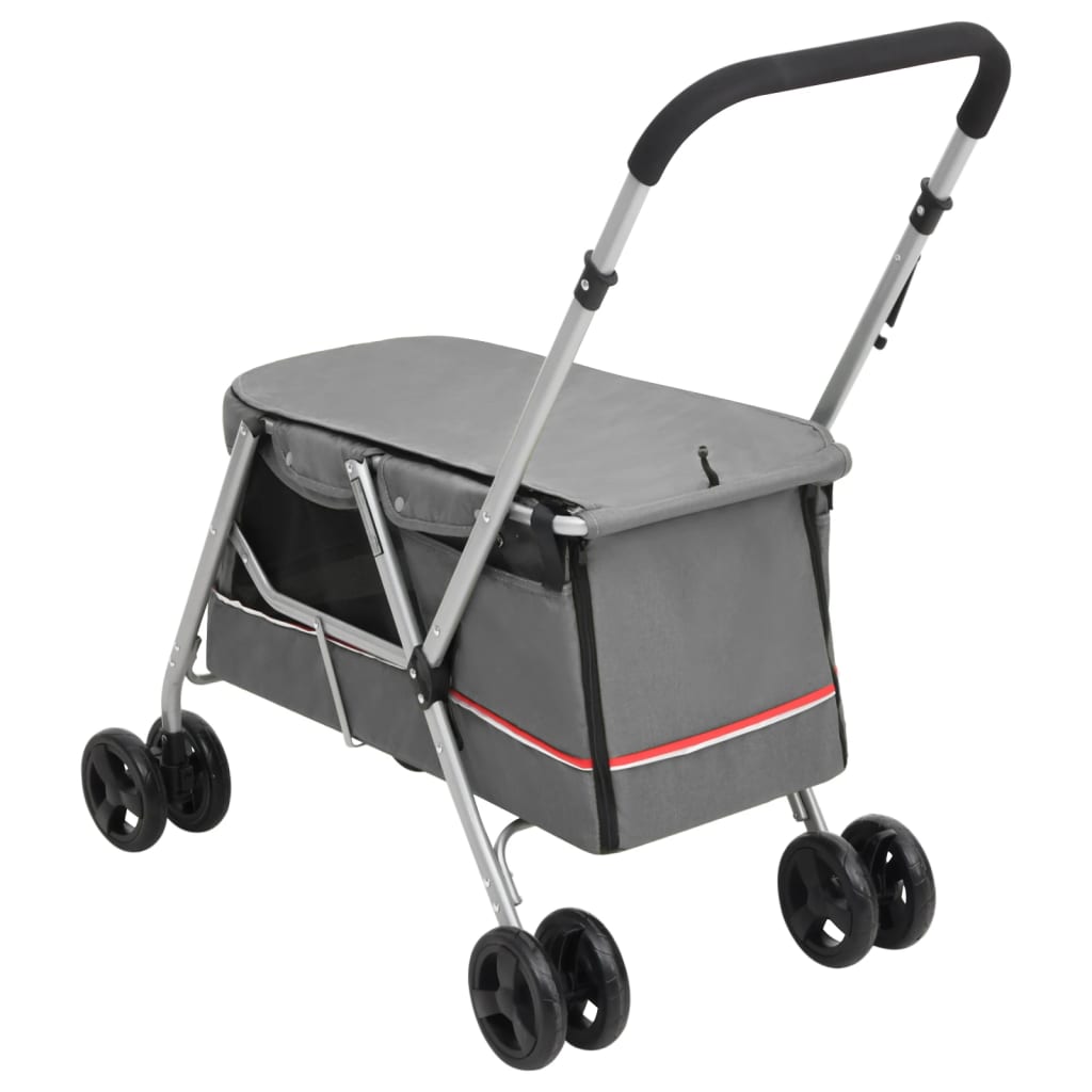 Passeggino Cani Pieghevole Grigio 100x49x96cm Tessuto di Lino | homemem39