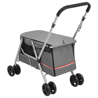 Passeggino Cani Pieghevole Grigio 100x49x96cm Tessuto di Lino | homemem39