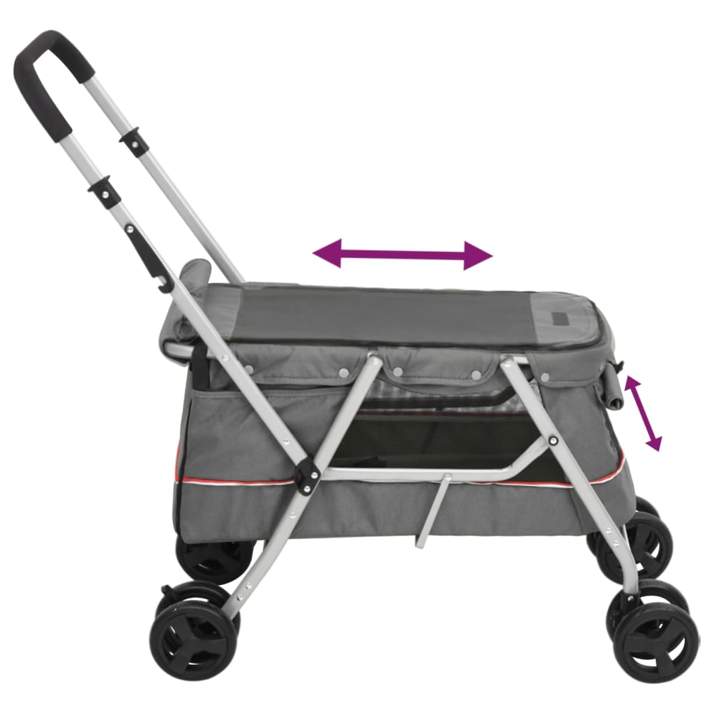 Passeggino Cani Pieghevole Grigio 100x49x96cm Tessuto di Lino | homemem39