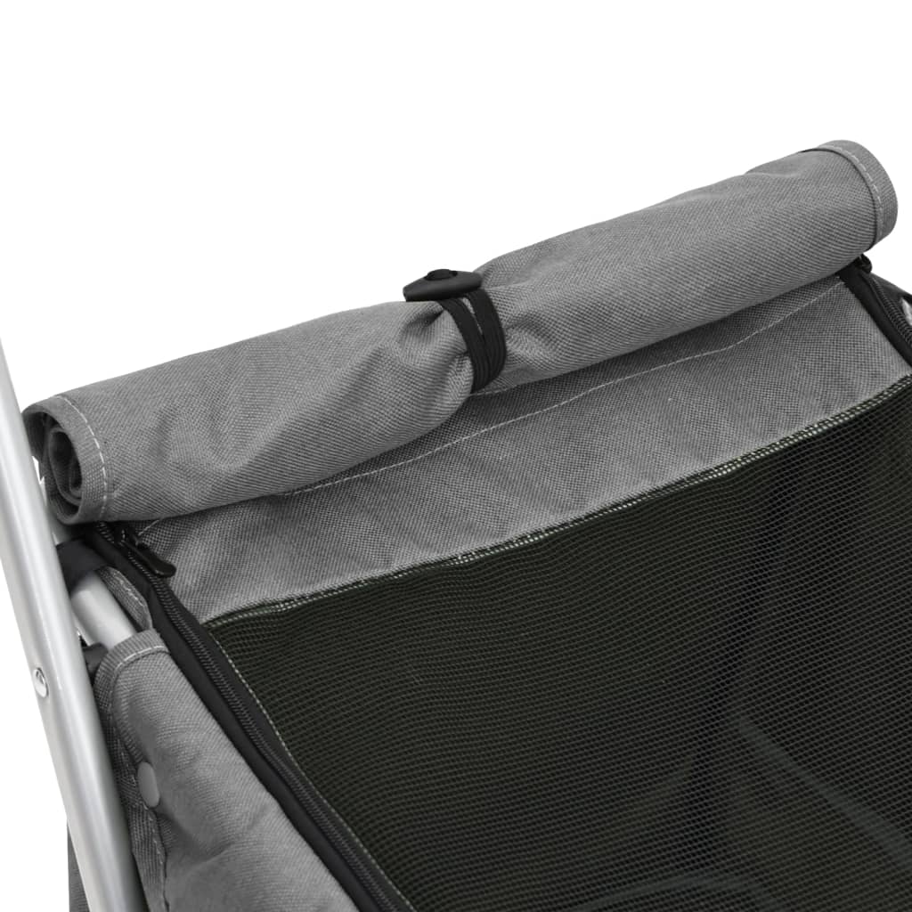 Passeggino Cani Pieghevole Grigio 100x49x96cm Tessuto di Lino | homemem39