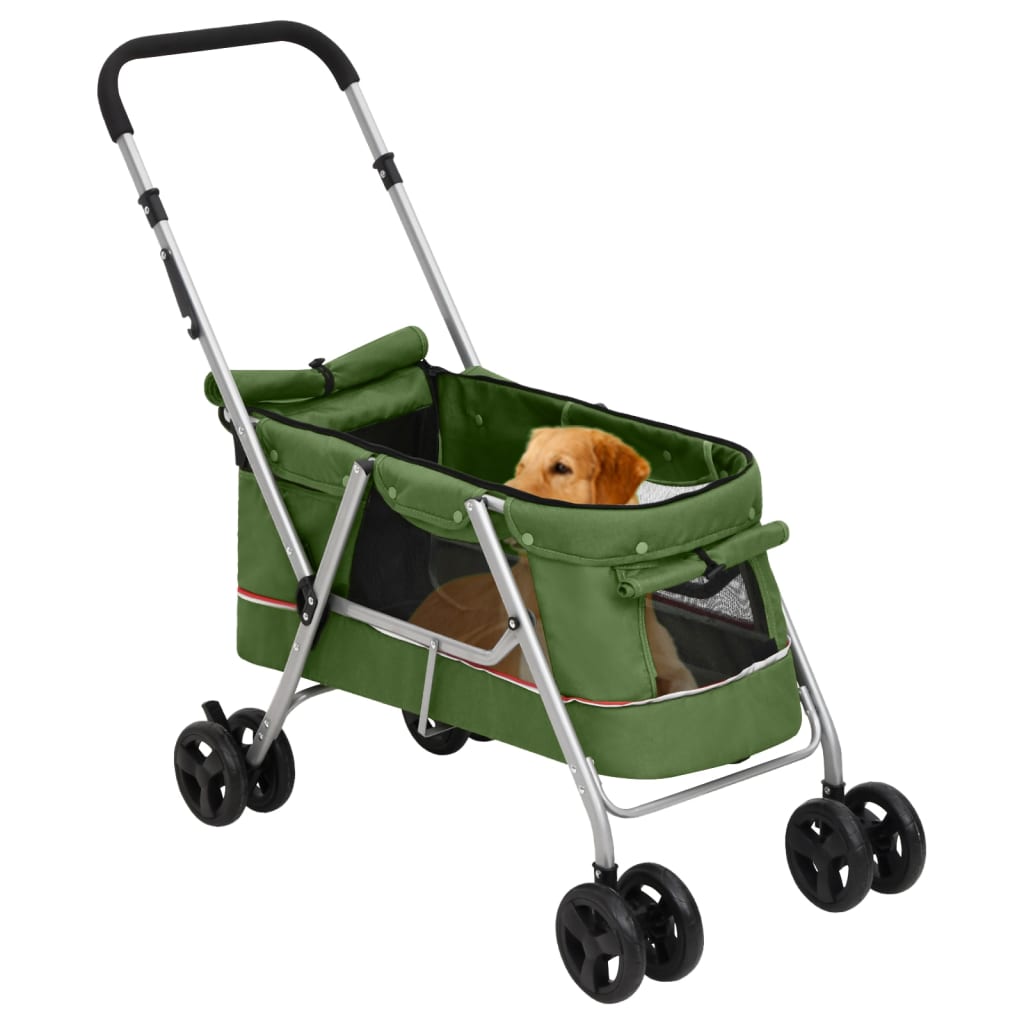 Passeggino Cani Pieghevole Verde 100x49x96cm Tessuto di Lino | homemem39